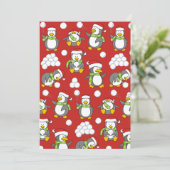 Invitation Arrière - plan de pingouins de Noël (Debout devant)