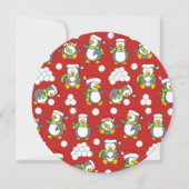 Invitation Arrière - plan de pingouins de Noël (Devant)