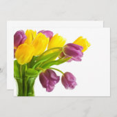 Invitation Arrière - plan des tulipes jaunes et violettes Cus (Devant / Derrière)
