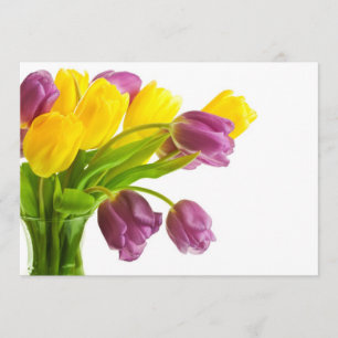 Invitation Arrière - plan des tulipes jaunes et violettes Cus