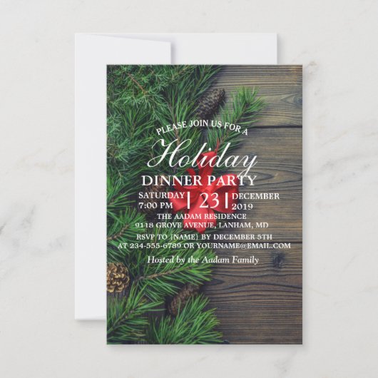 Invitation arrière - plan en bois sur le thème de Noël (Devant)