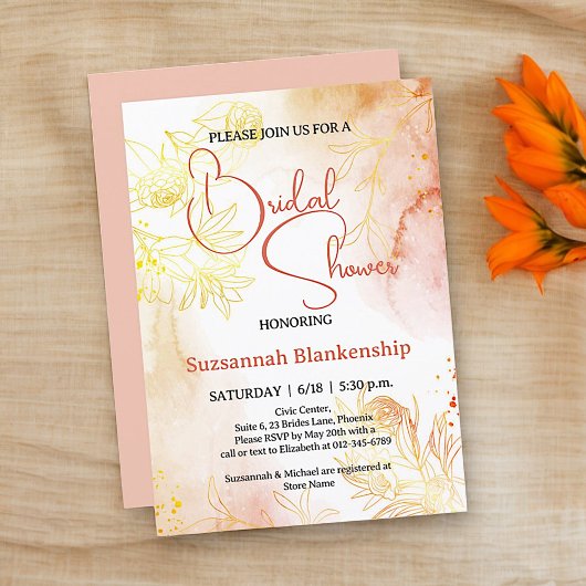 Invitation Arrière-plan floral pastel subtil pour la douche d