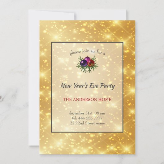 Invitation Arrière - plan Gold Sparkling (Devant)