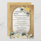 Invitation Arrière - plan Mandala Gold avec Roses Blanches (Devant / Derrière)