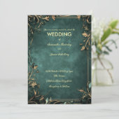 Invitation Arrière - plan marbré vert foncé, Frontières rusti (Debout devant)