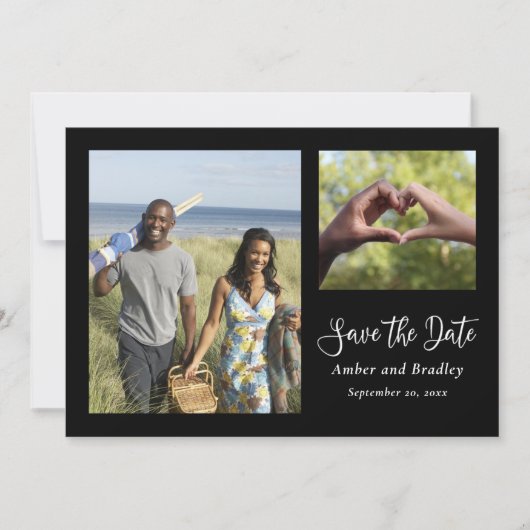 Invitation Arrière - plan noir blanc QR Code Enregistrer la d (Devant)