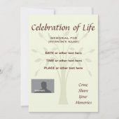 Invitation Arrière - plan personnalisé Célébration de vie Mem (Devant)