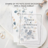 Invitation Arrière - plan pour Mariage de feuillage bleu Vell
