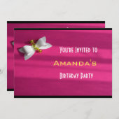 Invitation Arrière - plan rose avec un cou blanc Anniversaire (Devant / Derrière)