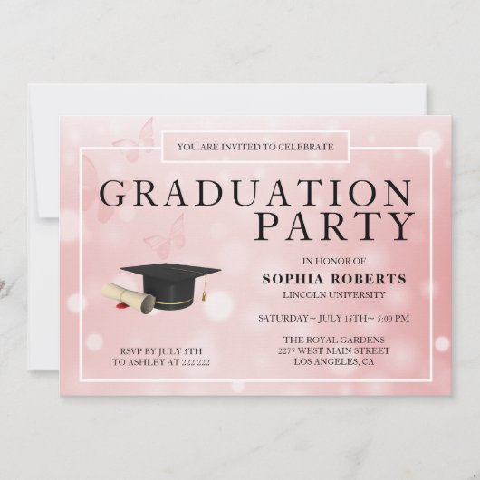 Invitation Arrière - plan rose Bokeh (Devant)