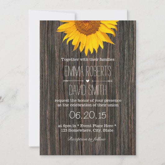 Invitation Arrière - plan rustique en bois foncé Mariage tour (Devant)