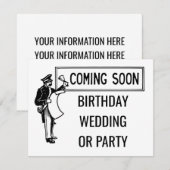 Invitation Arrive Bientôt Anniversaire Mariage ou Fête Rétro (Devant / Derrière)