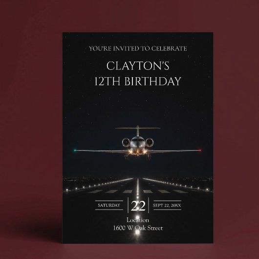 Invitation Arrivée en jet de luxe exécutif pour une fête d'an