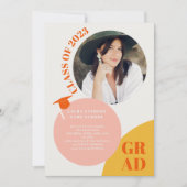 Invitation Arrondi de boho rose orange 5 photos graduation (Devant)