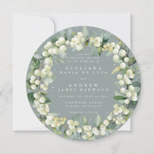 Invitation Arrondi Seafoam Snowberry+Eucalyptus Mariage de co