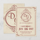 Invitation Arrondi Vintage Enregistrer la date (Devant / Derrière)
