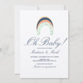Invitation Arrosage arc-en-ciel Brush Stroke Baby shower Rust (Devant)