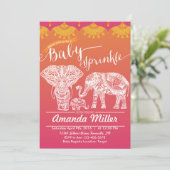 Invitation Arrosage bébé famille éléphant - Inspiration indie (Debout devant)