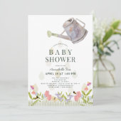 Invitation Arrosage Can Jardin Floral Baby shower à thème (Debout devant)