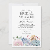 Invitation Arrosage de mariage floral succulent aquarelle (Devant)