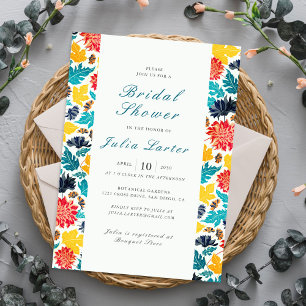 Invitation Arrosage de mariage Tournesols Aquarelle Bleu Jaun