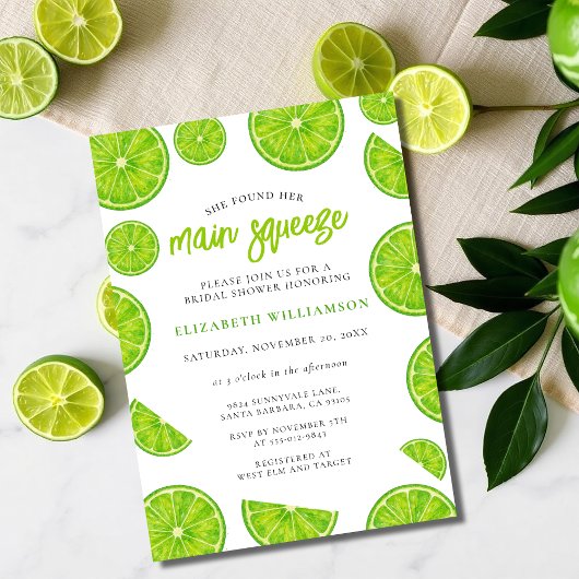 Invitation Arrosage principal aquarelle vert citron Shower de