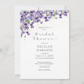 Invitation Arrosoir de mariage aux violettes aquarelles viole (Devant)