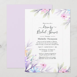 Invitation Arrosoir de passage à l'aquarelle pastel florale