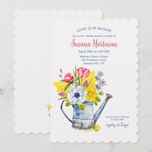 Invitation Arrosoir de printemps (Devant / Derrière)