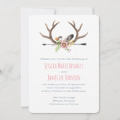 Invitation Arrow Tribal et Antlers rose (Devant)