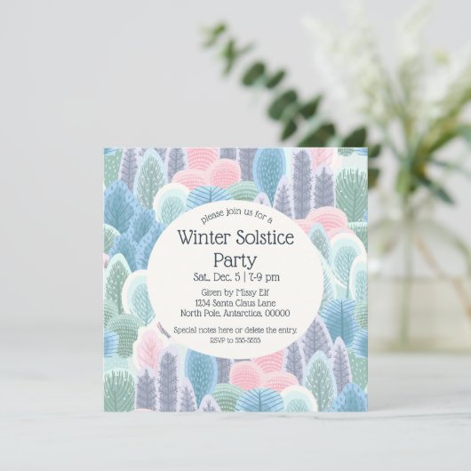 Invitation Arsty Winter Pastel Trees Noël (Debout devant)