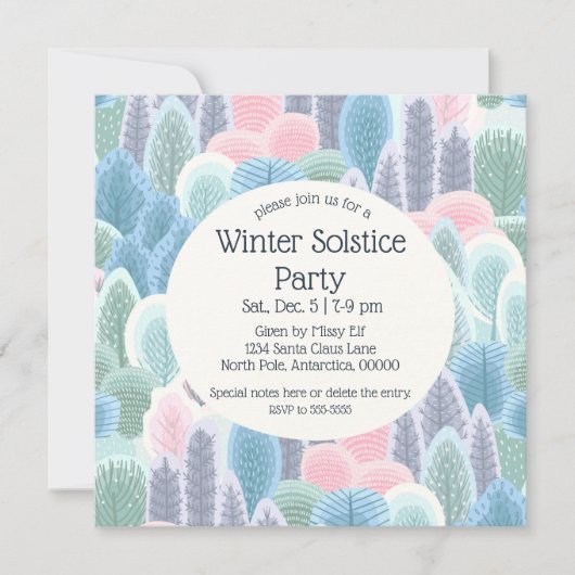 Invitation Arsty Winter Pastel Trees Noël (Devant)