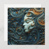 Invitation Art 3D de la femme Lune (Devant / Derrière)