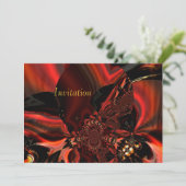 Invitation Art Abstracte Jeweled Silk in Red Kaart (Staand voorkant)