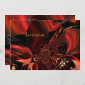 Invitation Art Abstracte Jeweled Silk in Red Kaart (Voorkant / Achterkant)