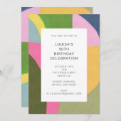 Invitation Art Abstrait coloré moderne 50e anniversaire (Devant / Derrière)