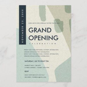 INVITATION ART ABSTRAIT MODERNE AQUA BLUE GRAND OUVERTURE