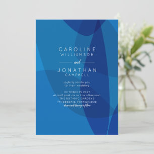Invitation Art Abstrait moderne en bleu Unique Chic Mariage