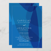 Invitation Art Abstrait moderne en Bleu Unique Mariage tendan (Devant / Derrière)