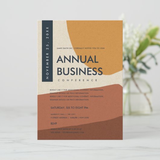 INVITATION ART ABSTRAIT MODERNE ÉVÉNEMENT CONFÉRENCE ORANGE R (Debout devant)