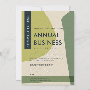 INVITATION ART ABSTRAIT MODERNE ÉVÉNEMENT CONFÉRENCE VERT CIT