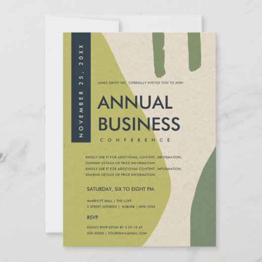 INVITATION ART ABSTRAIT MODERNE ÉVÉNEMENT DE CONFÉRENCE VERT (Devant)