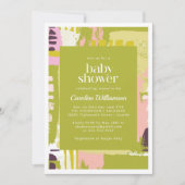 Invitation Art Abstrait moderne Lime Green Cute Baby shower (Devant)