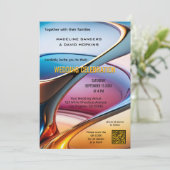 Invitation Art Abstrait moderne Mariage photo coloré (Debout devant)