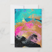 Invitation Art abstrait moderne rose turquoise or nuptiale do (Dos)