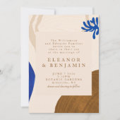 Invitation Art Abstrait moderne Sable unique et Mariage bleu (Devant)