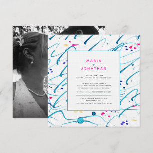 Invitation Art Abstrait tropical vague peu profonde mariage p