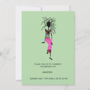 Invitation Art africain Abstrait, Warrior Woman Anniversaire