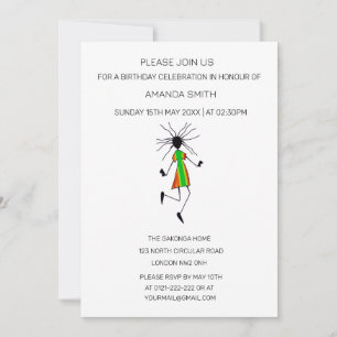 Invitation Art africain Moderne Danseur abstrait Anniversaire