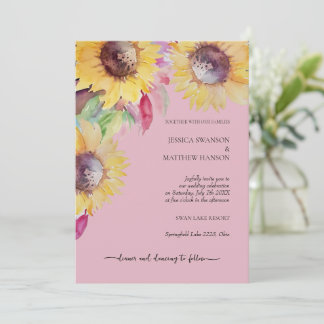 Invitation Art aquarelle pastel rustique tournesol moderne